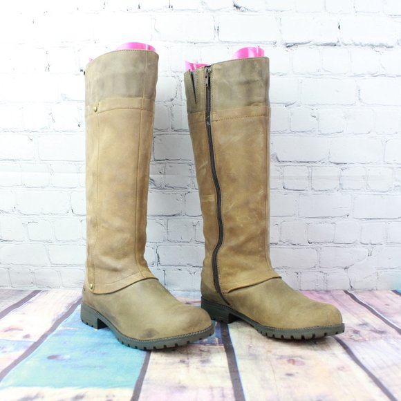 CLARKS Tall Knee-High Leather Boot Side Zip Sz 4.5 - Picture 3 of 9